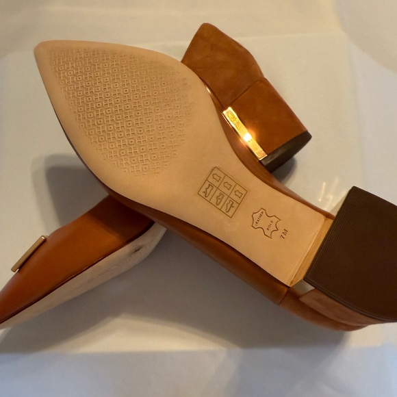 Tory Burch Gigi 55mm Pointy Toe Pump Calf Leather Silk Suede Size 7 - Picture 8 of 12